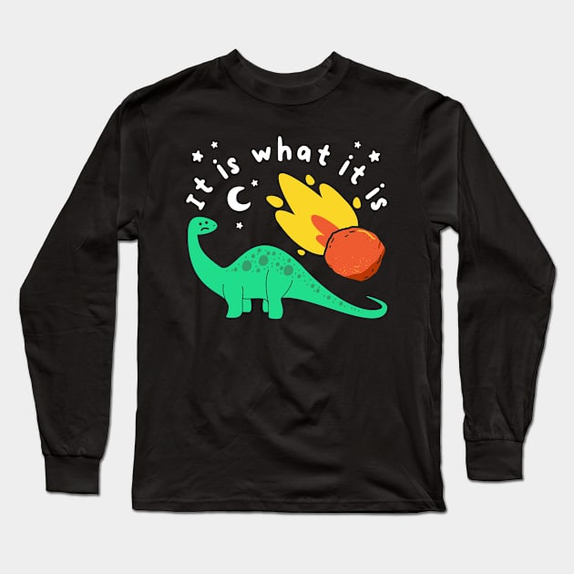 Funny Dinosaur Joke, End Of The World, Meteor Humor, Birthday Long Sleeve T-Shirt by SmokingPencils